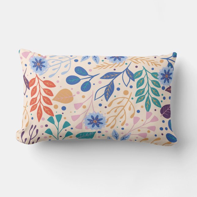 Almofada Lombar Padrão de Folhagem Moderna de Folhagem Colorida (Frente)