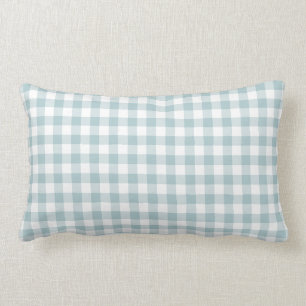 Almofada Lombar Padrão de Gingham Azul e Branco