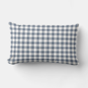 Almofada Lombar Padrão de Gingham Azul Escuro Verificado