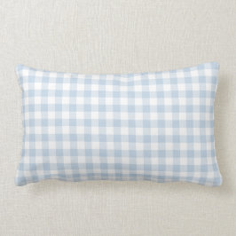 Almofada Lombar Padrão de Gingham Branco e Azul Pastel