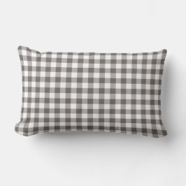 Almofada Lombar Padrão de Gingham Branco e cinza
