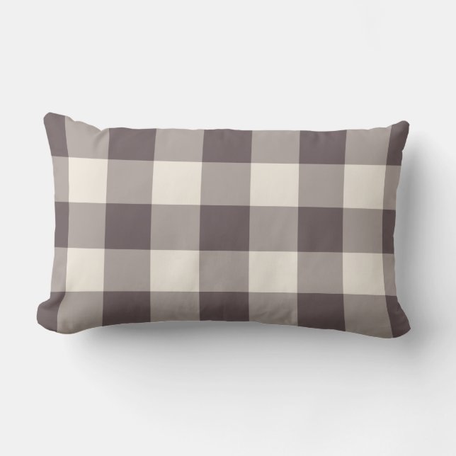 Almofada Lombar Padrão De Gingham Escuro Burgundy Esbranquiçado Ve (Frente)