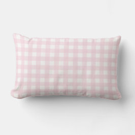 Almofada Lombar Padrão de Gingham Médio e Rosa Bebês e Branco