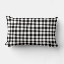 Almofada Lombar Padrão de Gingham Preto e Branco