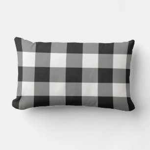 Almofada Lombar Padrão de Gingham preto e branco verificado