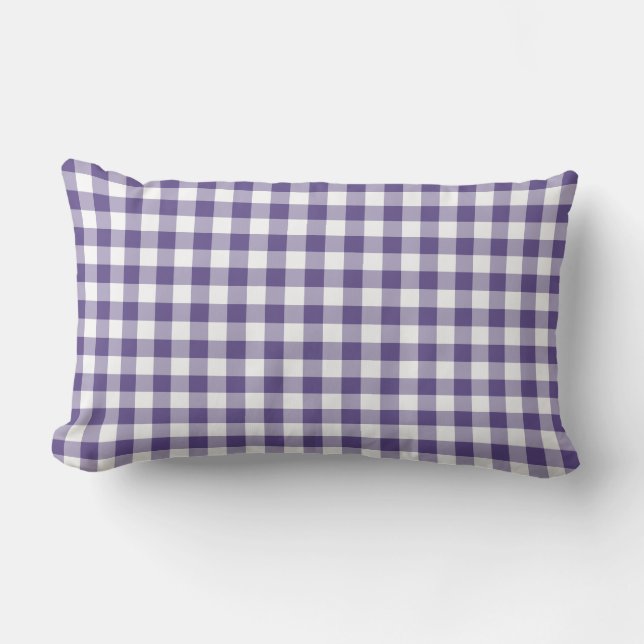 Almofada Lombar Padrão de Gingham Puro Ultra Violeta (Frente)