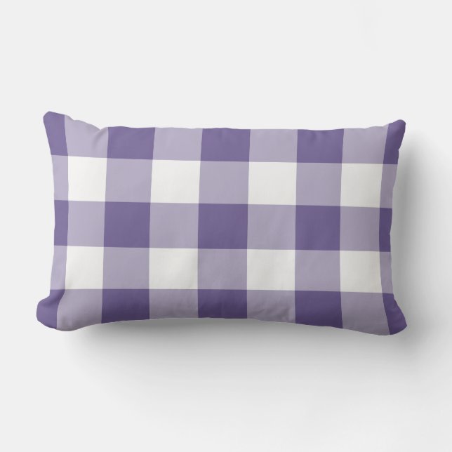 Almofada Lombar Padrão de Gingham Roxo Ultra Violeta Verificado (Frente)