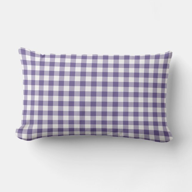 Almofada Lombar Padrão de Gingham Roxo Ultra Violeta Verificado (Frente)