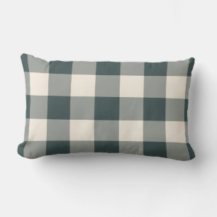 Almofada Lombar Padrão De Gingham Verde Escuro Sem Branco Verifica