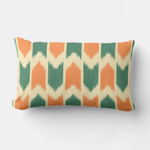 Almofada Lombar Padrão de Ikat retroativo laranja e verde