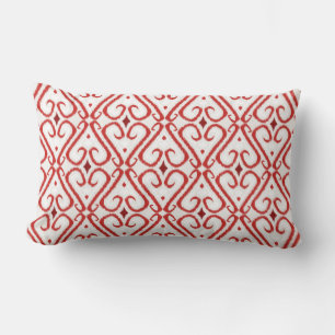 Almofada Lombar Padrão de ikat vibrante em vermelho e ouro