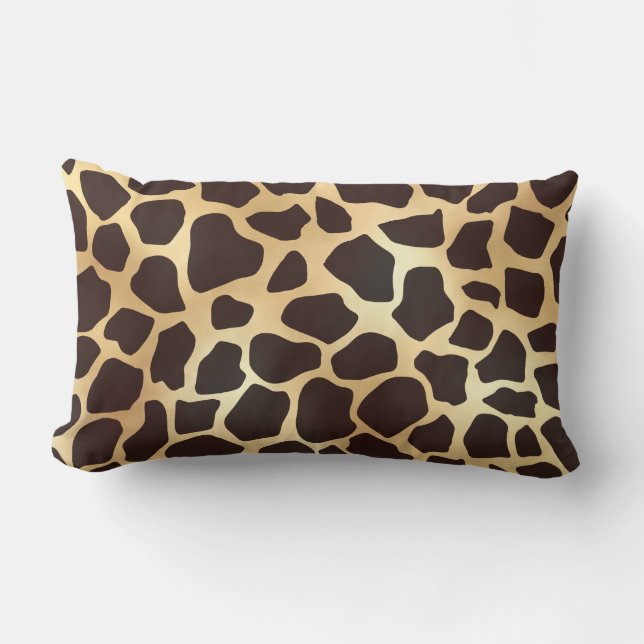 Almofada Lombar Padrão de Impressão Animal Marrom Giraffe Dourado  (Frente)