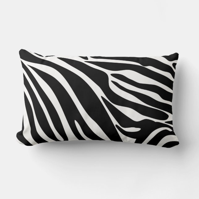 Almofada Lombar Padrão de Impressão de Zebra Negra (Frente)