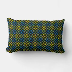 Almofada Lombar Padrão de Linhas de Onda Verde Amarelo Azul