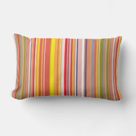 Almofada Lombar Padrão de Listras Rosa, Amarelo e Laranja