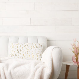 Almofada Lombar Padrão de Números de Luxo e Símbolos de Moeda Dour