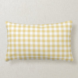 Almofada Lombar Padrão de Ochre Amarelo e Gingham Branco