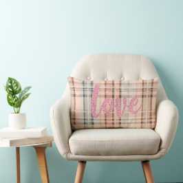 ALMOFADA LOMBAR PADRÃO DE PINK E XADREZ AZUL COM AMOR