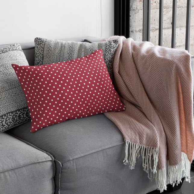 Almofada Lombar Padrão de Pontos Polka Burgundy Fofo (Criador carregado)