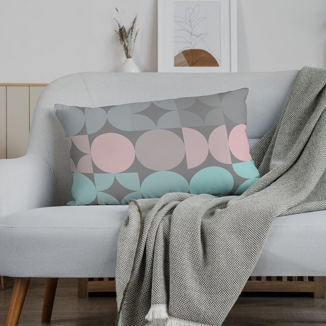 Almofada Lombar Padrão de Popart Quadrados dos Círculos de Abstrat (Criador carregado)