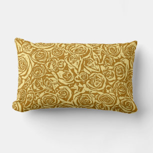 Almofada Lombar Padrão de Rosa de Abstrato moderno, amarelo-mosta