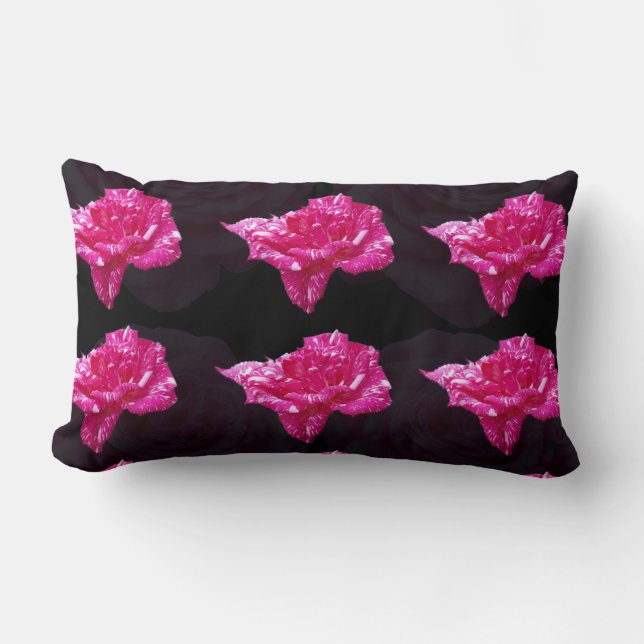 Almofada Lombar Padrão De Rosa Rosa E Preto, (Frente)