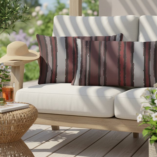 Almofada Lombar Padrão de Stripes de Taupe da Cinza Vermelha Borgo (Criador carregado)