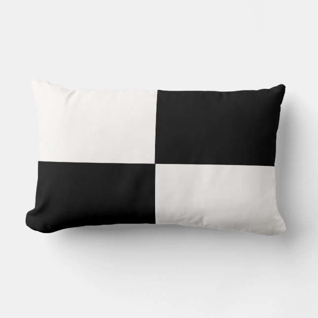 Almofada Lombar Padrão de tabuleiro de xadrez preto e branco (Frente)