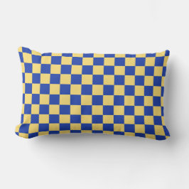 Almofada Lombar Padrão de tabuleiro xadrez amarelo manteiga e azul