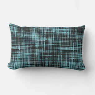 Almofada Lombar Padrão de tiragem de Abstrato preto e turquesa