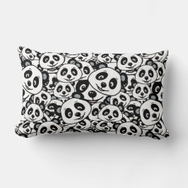 Almofada Lombar Padrão de Urso Panda Fofo Preto e Branco Moderno