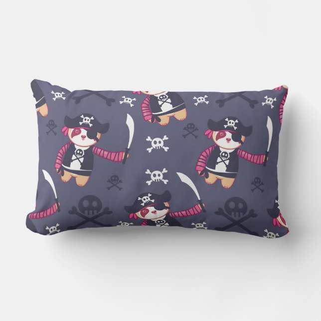 Almofada Lombar Padrão de Urso Panda Pirata Bonito (Frente)