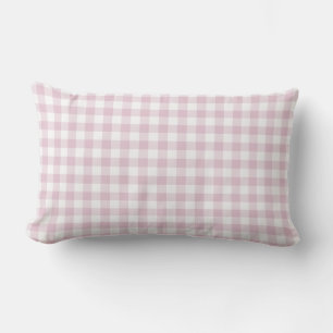 Almofada Lombar Padrão de Verificação de Gingham Branco Rosa