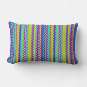 Almofada Lombar Padrão de Zigzag Vinculado Colorido Multicolorido