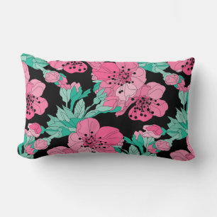 Almofada Lombar Padrão Decorativo De Flor De Cereja Desenhado À Mã