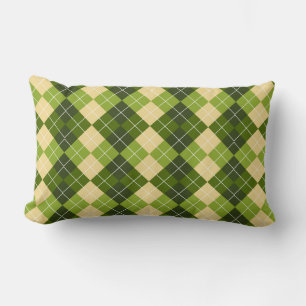 Almofada Lombar Padrão Elegante de Argyle em Diamante Verde e Amar