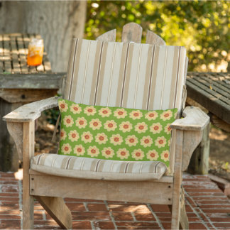 Almofada Lombar Padrão Floral Amarelo Dahlia em Verde