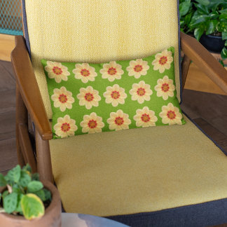 Almofada Lombar Padrão Floral Amarelo Dahlia em Verde