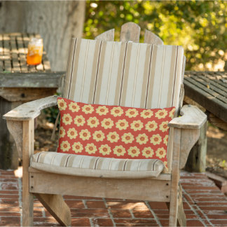 Almofada Lombar Padrão Floral Amarelo Dahlia em Vermelho