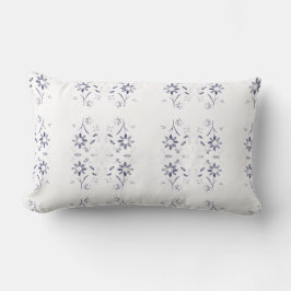 Almofada Lombar Padrão Floral Azul e Branco Desbotado
