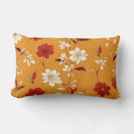 Almofada Lombar Padrão Floral de Pintura de Outono Laranja