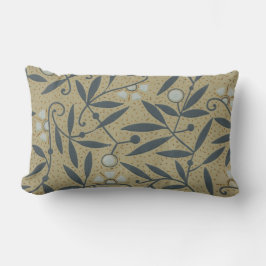 Almofada Lombar Padrão floral ornamentado com videiras azuis escur