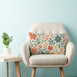Almofada Lombar Padrão Floral Pintado à Mão – Botânica Colorida