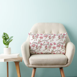 Almofada Lombar Padrão Floral Rosa de Flor de Cerejeira Momfulness