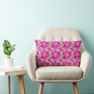 Almofada Lombar Padrão Floral Seamless Rosa Quente