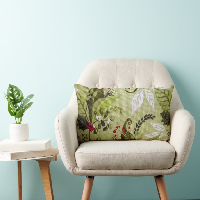 Almofada Lombar Padrão Floral Travesseiro de Natal (Cadeira)