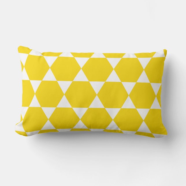 Almofada Lombar Padrão Geométrico Amarelo Feliz Mod Retro Chic (Frente)