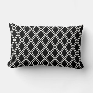 Almofada Lombar Padrão Geométrico de Diamante Preto e Branco