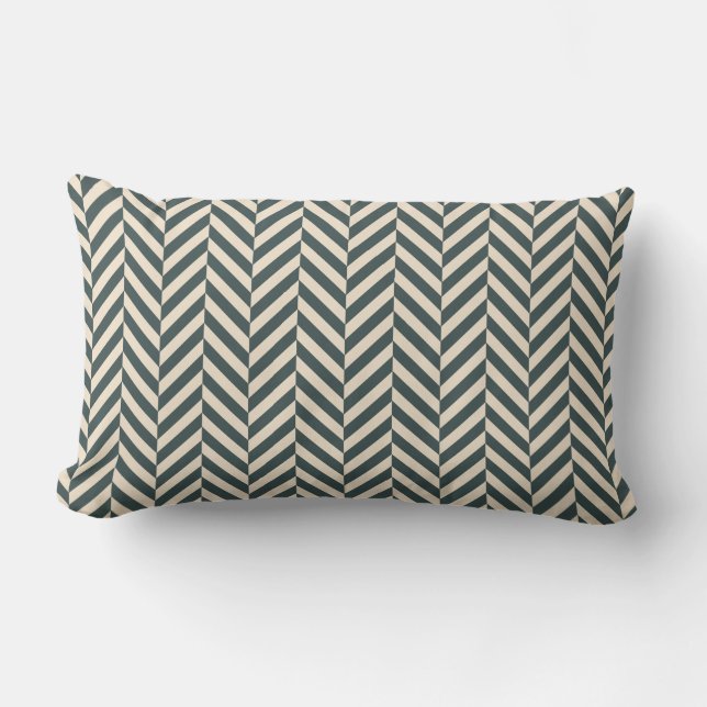 Almofada Lombar Padrão Geométrico Escuro da Ivory Herringbone (Frente)