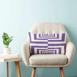 Almofada Lombar Padrão Geométrico Moderno Roxo Escuro e Branco